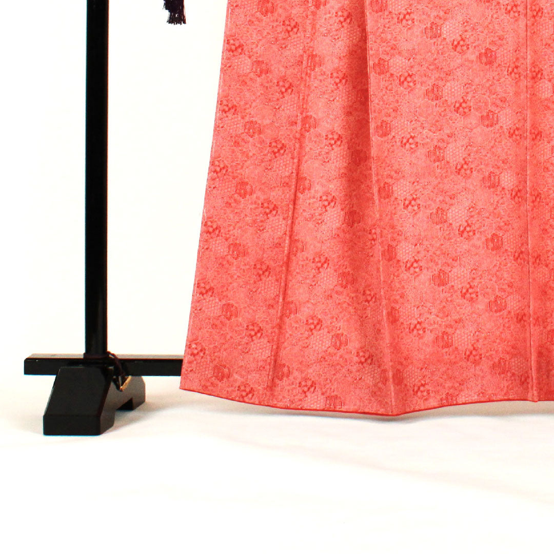 小紋 身丈164cm 裄丈64cm 袷 蝶と孔雀の羽 正絹 Sランク 朱系 1115000572316