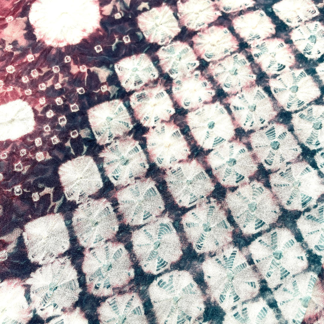 (新品)浴衣 有松鳴海本絞り 身丈163cm 裄丈68cm 市松 幾何学模様 木綿 NEWランク 単衣 身丈163cm 紫系 1118000681412