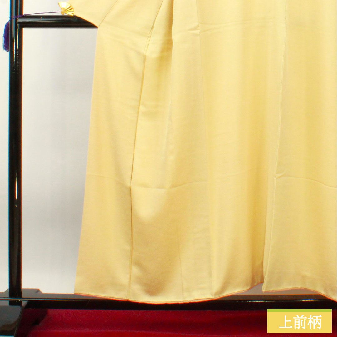 色無地 正絹 身丈155.5cm 裄丈64.5cm 東京白茶色(とうきょうしらちゃいろ) 素無地 梅鉢 袷 Aランク 黄系 1114001463323
