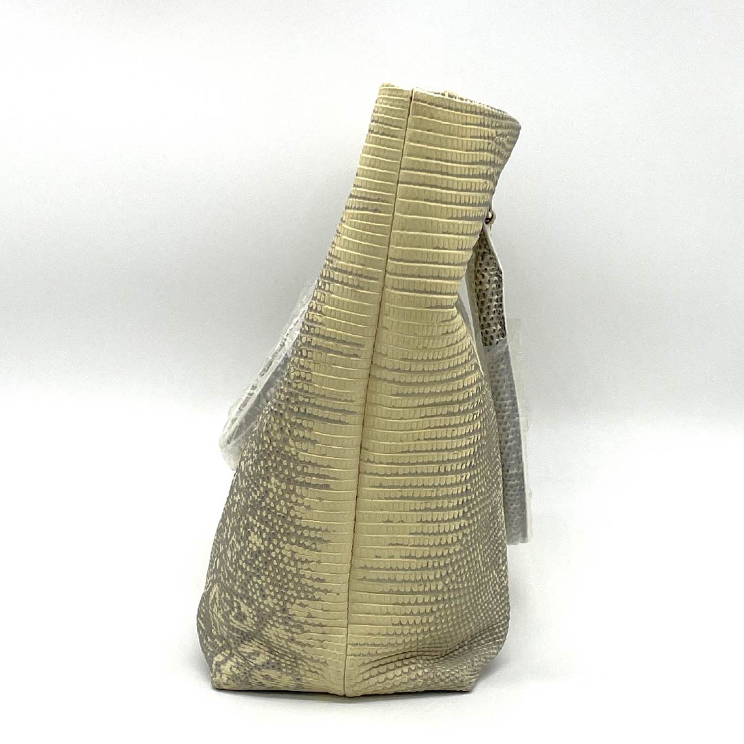 (新古品) 洋装バッグ リザード Aランク 新古品 リザード ナチュラリングマークトカゲ 黄系 119700039323