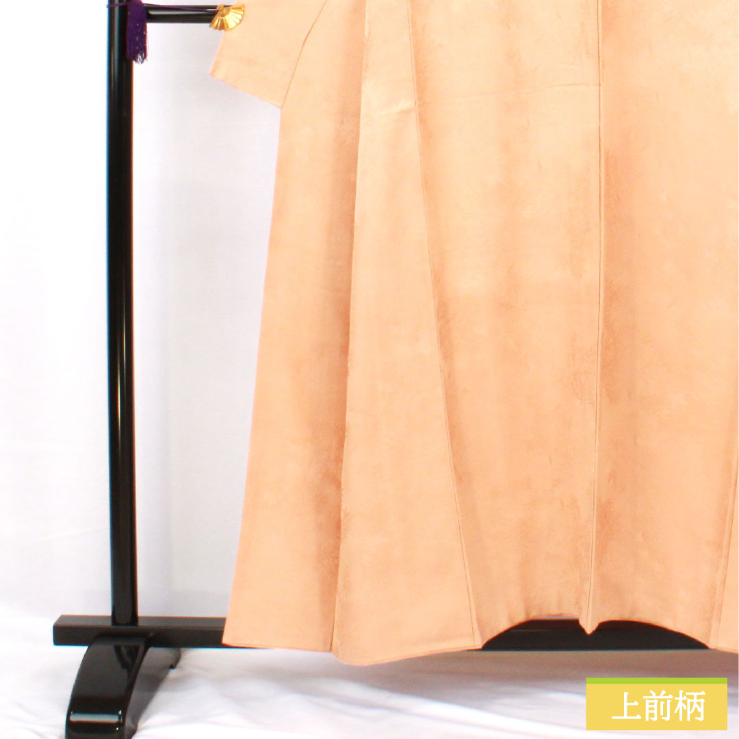 色無地 正絹 身丈156cm 裄丈63.5cm 肌色(はだいろ) 綸子 一つ紋 陰揚羽蝶 袷 Sランク 橙系 1114001902326