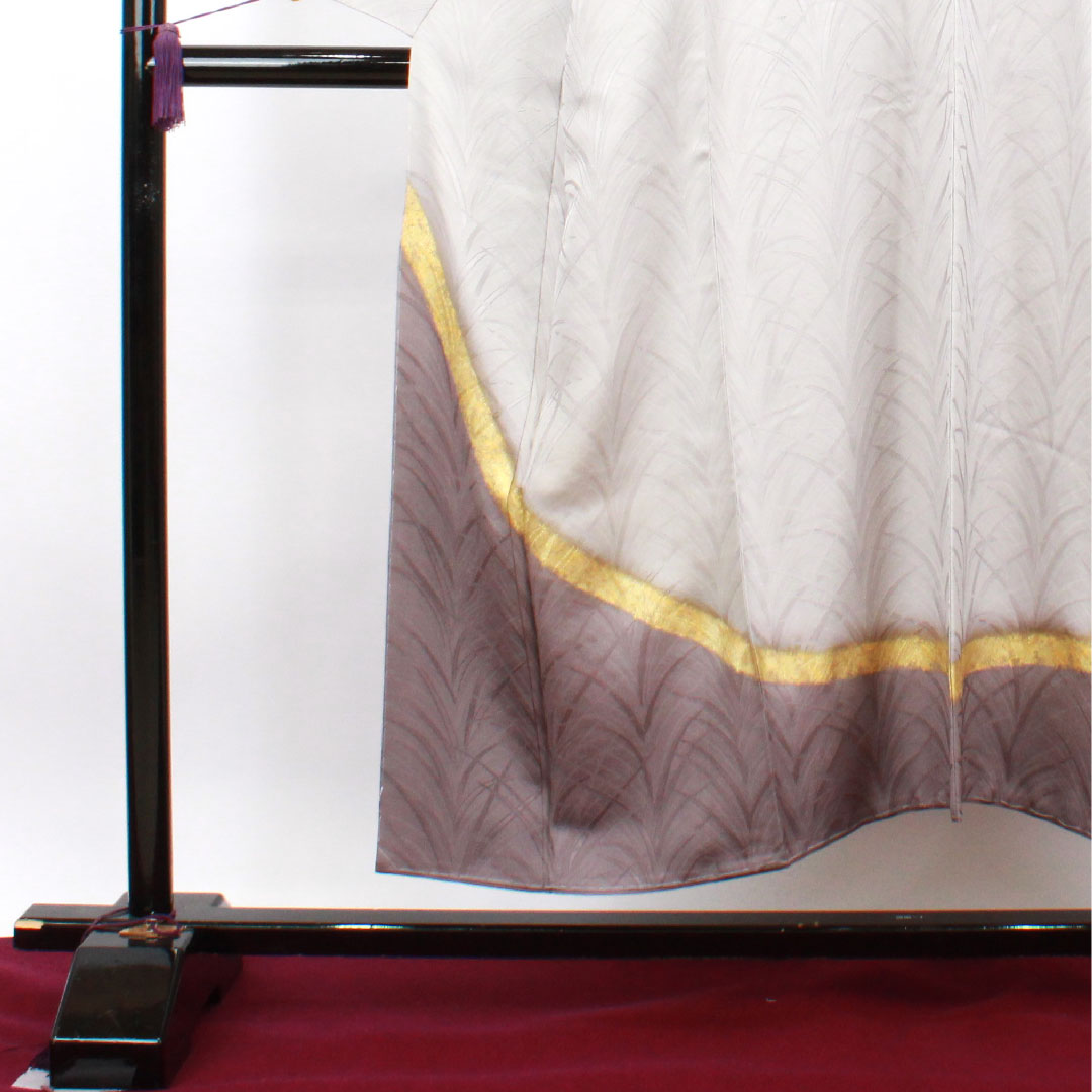 訪問着 正絹 袷 身丈150cm 裄丈62cm 雲井鼠色 大王松 作家物 しつけ糸付き 未使用品 Sランク グレー系 1112002892122