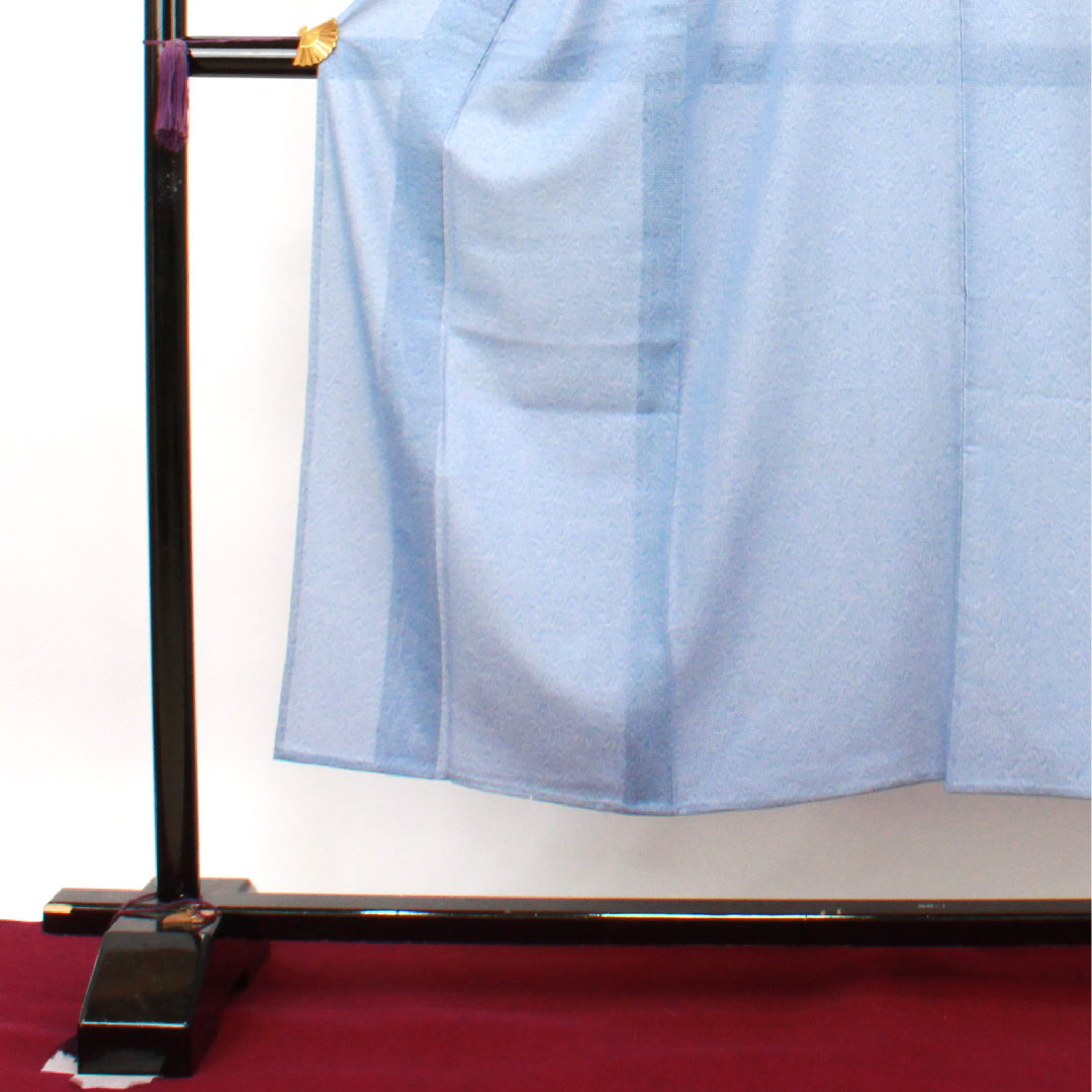 夏物 正絹 小紋 身丈149cm 裄丈63.5cm 勿忘草色(わすれなぐさいろ) 江戸小紋 鮫小紋 中陰花菱 絽 Aランク 青系 1132001593117