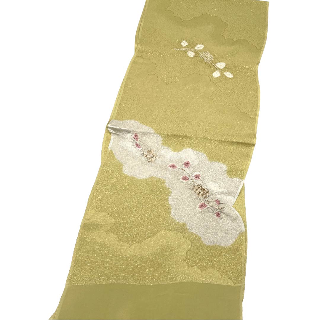 帯揚げ 正絹 Sランク セミフォーマル 浅黄色(あさききいろ) 薄鼠色(うすねずいろ) 絞り 古典柄 長さ約178cm 幅約29.5cm 緑系 1136003502919