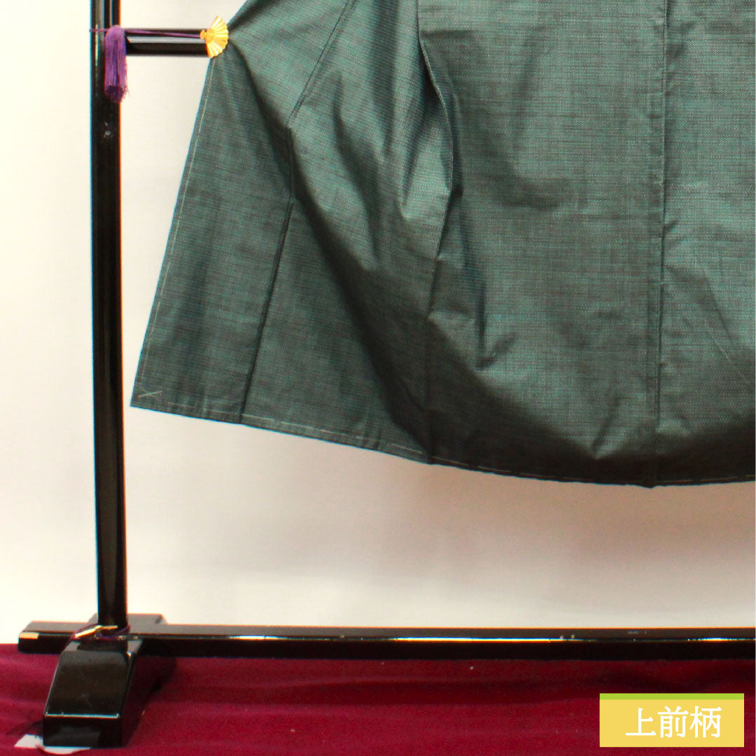 男物 正絹 身丈138cm 裄丈68cm 大島紬 100亀甲 しつけ糸付き 未使用品 Sランク 袷 緑系 1119000702319