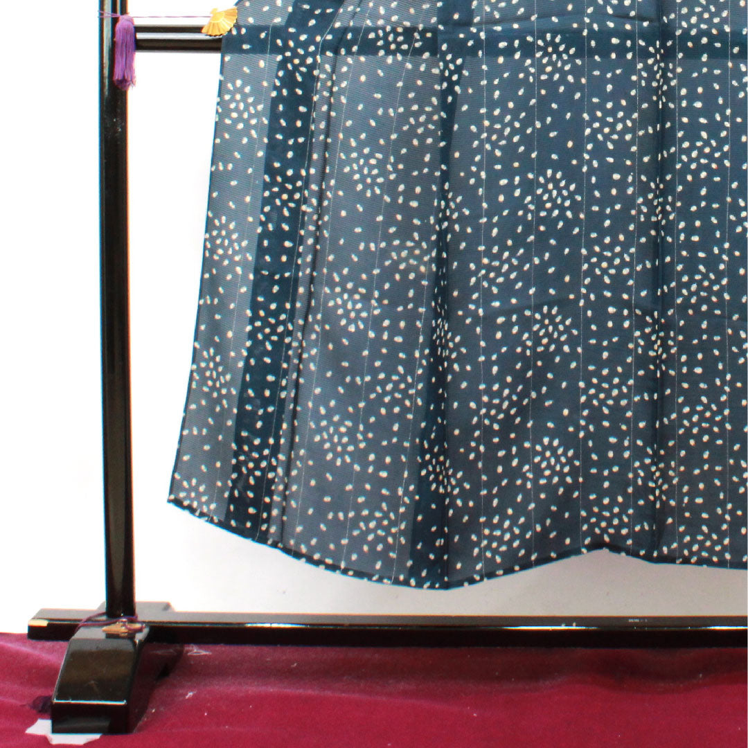 Summer pure silk komon length 148cm sleeve length 63.5cm dark navy blue abstract pattern silk S rank navy blue 1132001152118