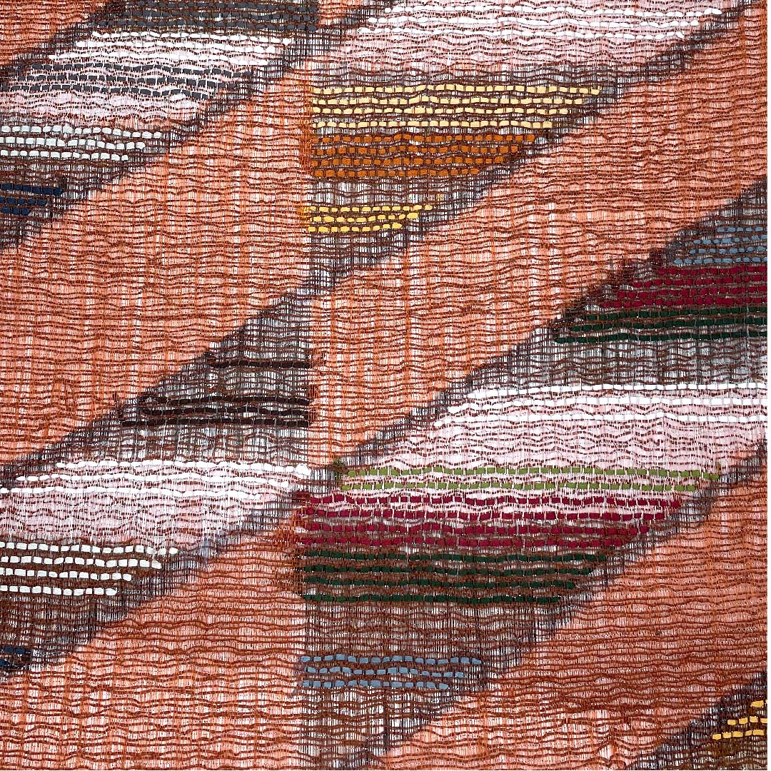 Fukuro Obi (Bengara-iro) Geometric Pattern Length 436cm Pure Silk S Rank Six-way Casual Brown 1123007912314