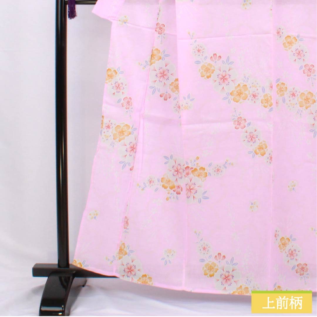 Cotton Yukata, Length 161.5cm, Sleeve Length 65.5cm, S Rank, Single Layer, Pink, Karada (Niwaumeiro) Color, Cherry Blossom Design, 1118006272413