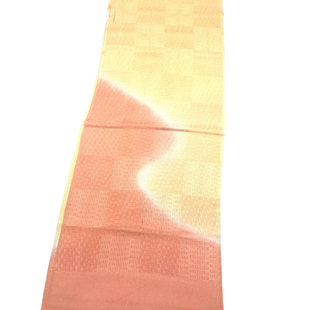 帯揚げ 正絹 Aランク カジュアル 淡紅赤色(うすべにあかいろ) 黄唐紙色(きからかみいろ) 丹後ちりめん 長さ約180cm 幅約30cm 橙系 1136003983926