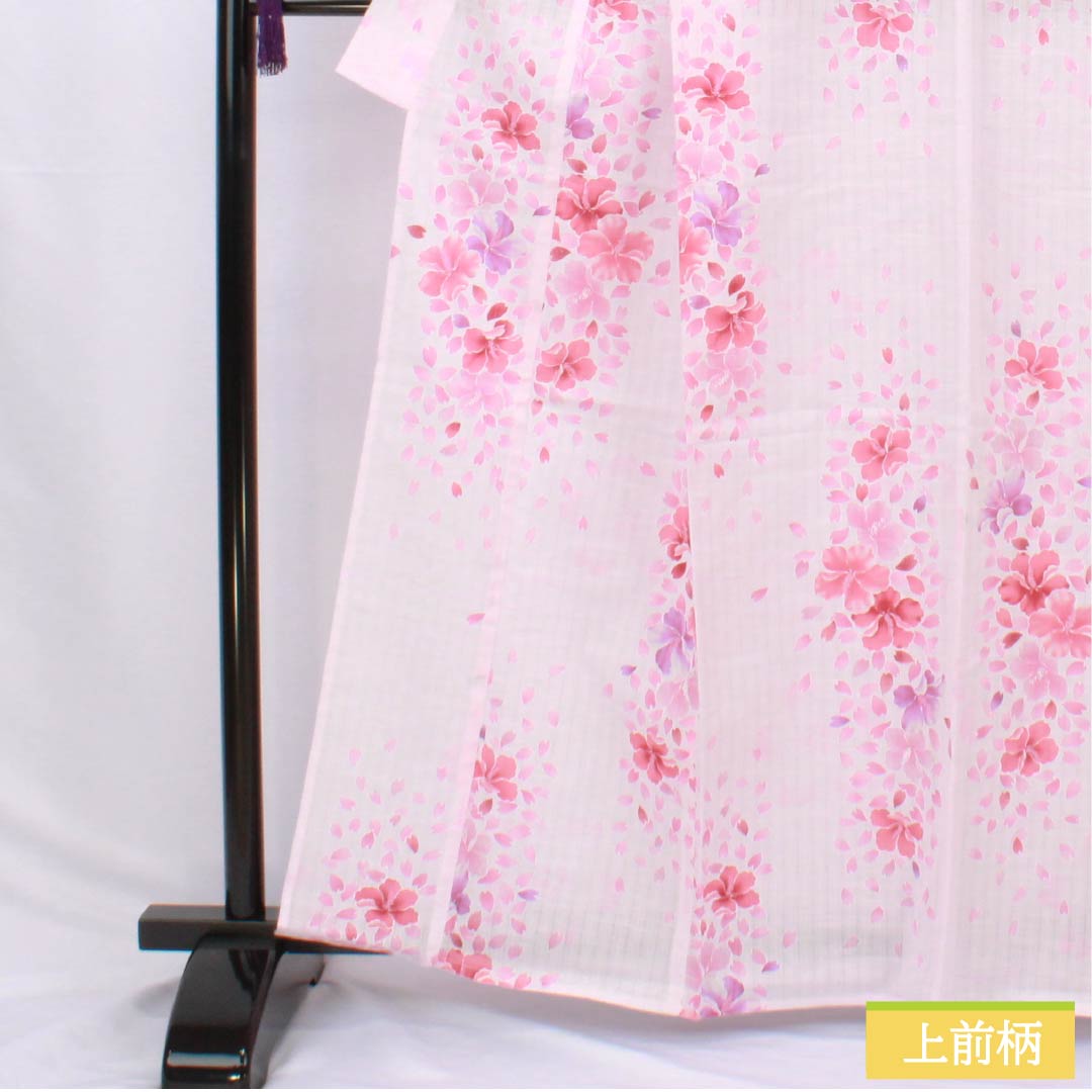 浴衣 木綿 身丈164cm 裄丈66cm Aランク 単衣 ピンク系 桜色(さくらいろ) 洋花 ラメ 1118006213413