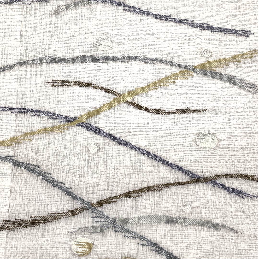 袋帯 胡粉色(ごふんいろ) 夏帯 抽象模様 リバーシブル 夏物 帯丈444cm 正絹 Sランク ポイント柄 カジュアル 白系 1123007702311