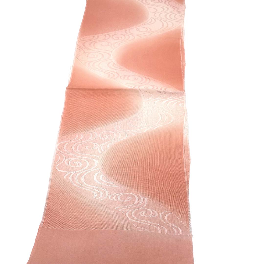 帯揚げ 正絹 Aランク カジュアル 中紅色(なかべにいろ) 流水 紗 夏用 長さ約172cm 幅約28cm ピンク系 1136005283913