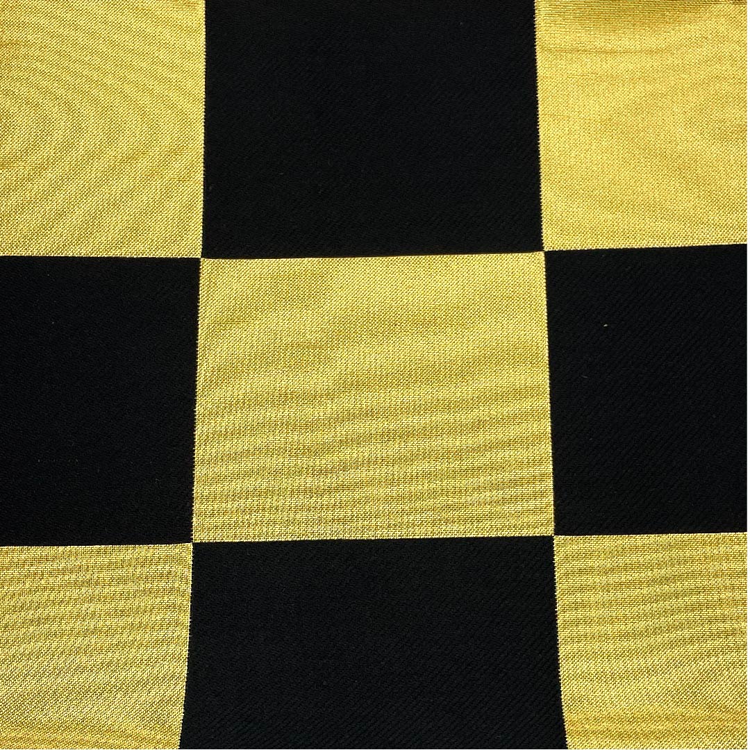 袋帯 金色 振袖用 市松 帯丈436cm 正絹 Sランク 六通 フォーマル 金系 1123006422321