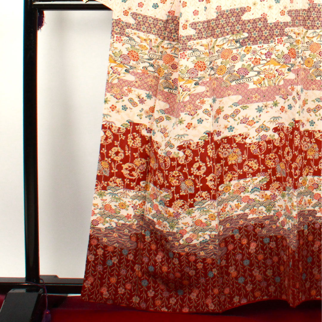 訪問着 袷 身丈163cm 裄丈64cm 薄桜色 京紅型 吉祥文様 正絹 Aランク ピンク系 1112001493413
