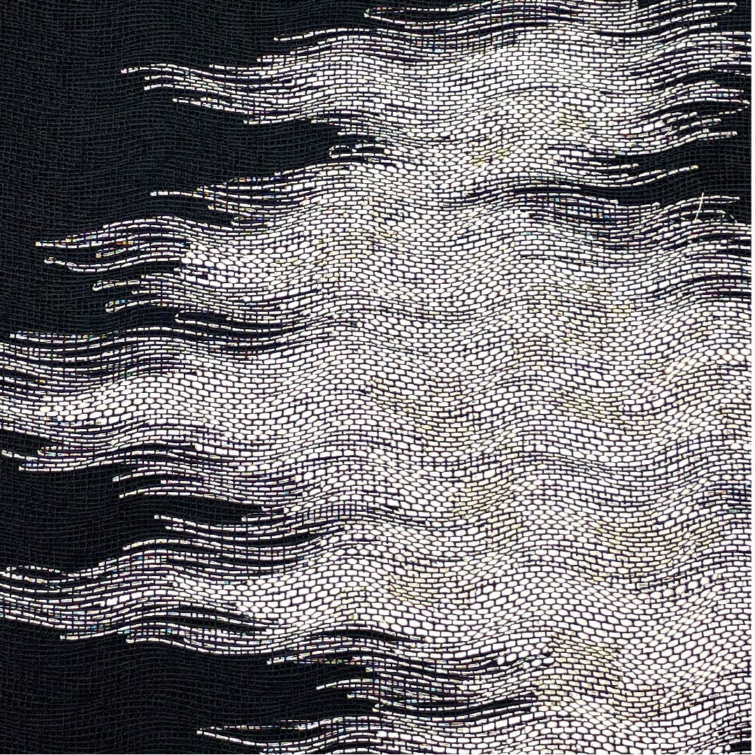 袋帯 夏帯 黒色 抽象模様 夏物 帯丈456cm ポリエステル Aランク 六通 セミフォーマル 黒系 1123008543410