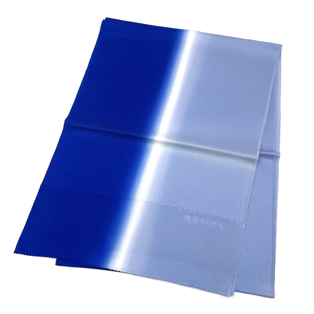 (Like new) Silk Obiage (Sash) - New Rank, Semi-Formal, Deep Bellflower Color (Koikikyoiro) and Light Indigo Color (Usuaiiro), Tango Chirimen, Long, Approximately 186cm Long, Approximately 32cm Wide, Blue, Item Number: 1136001421917