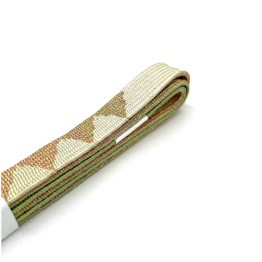 (新古品) 帯締め 正絹 四分紐 浅藍色(あさきあいいろ) 手組紐 鱗 金属糸使用 長さ約162cm 幅約1.5cm セミフォーマル Sランク 緑系 1135002842319