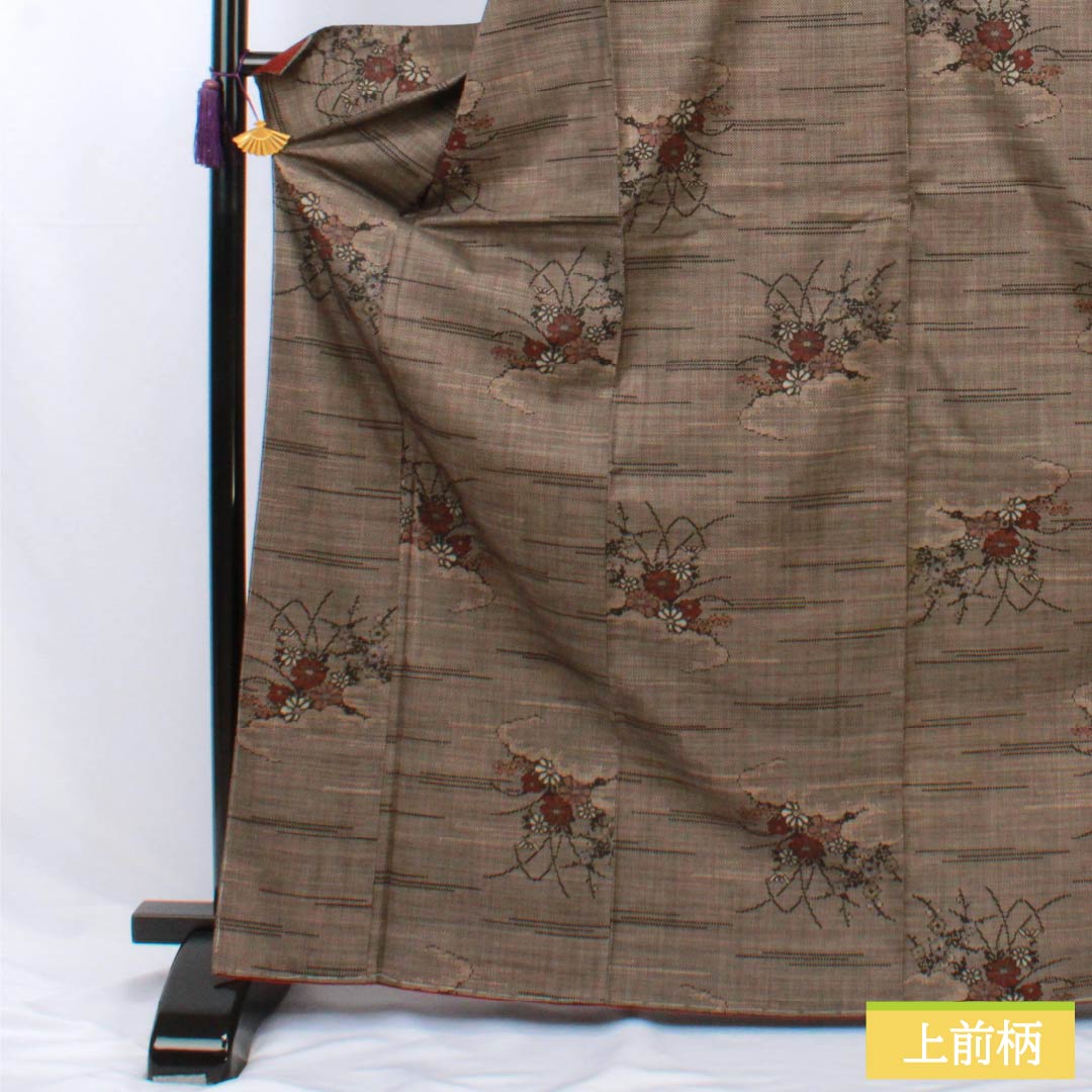 紬 正絹 Sランク 身丈170.5cm 裄丈68cm 赤墨色(あかずみいろ) 大島紬 一元絣 7マルキ 袷 茶系 1116004332614