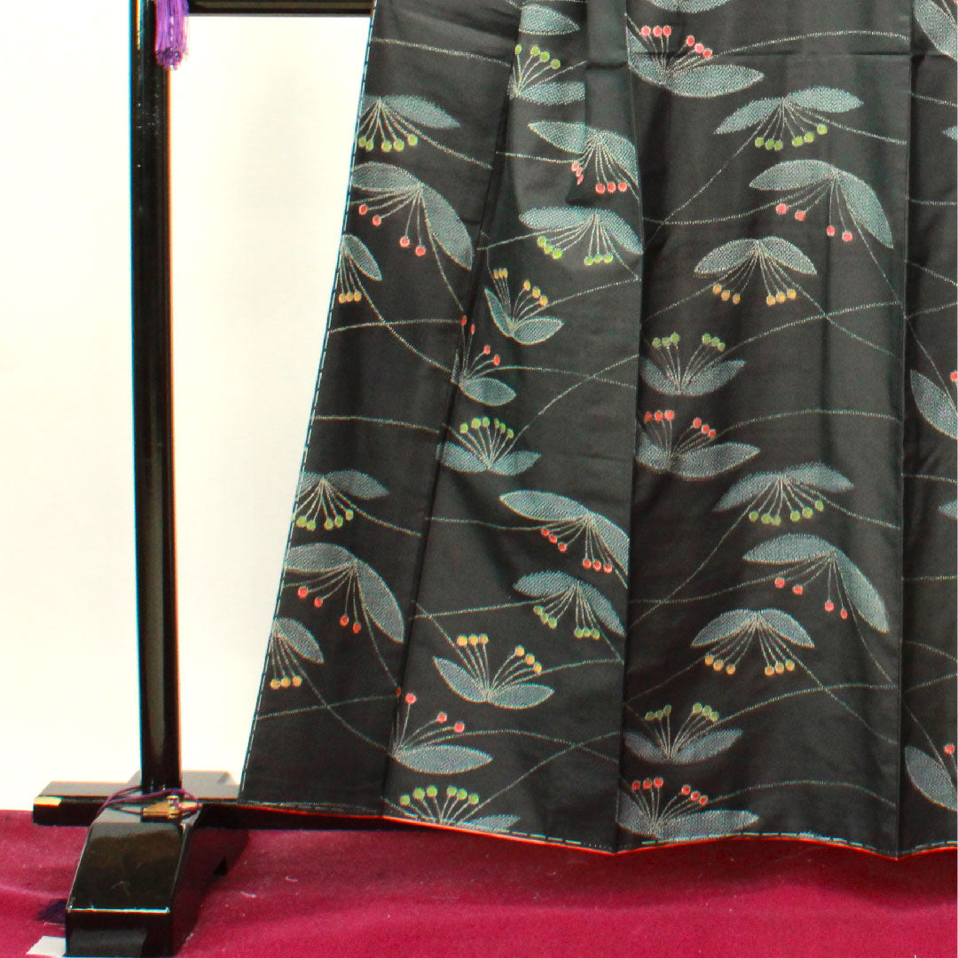 Tsumugi, Length 160cm, Sleeve length 66.5cm, with basting thread, Abstract pattern, Pure silk, S rank, Lined, Black, 1116002532410