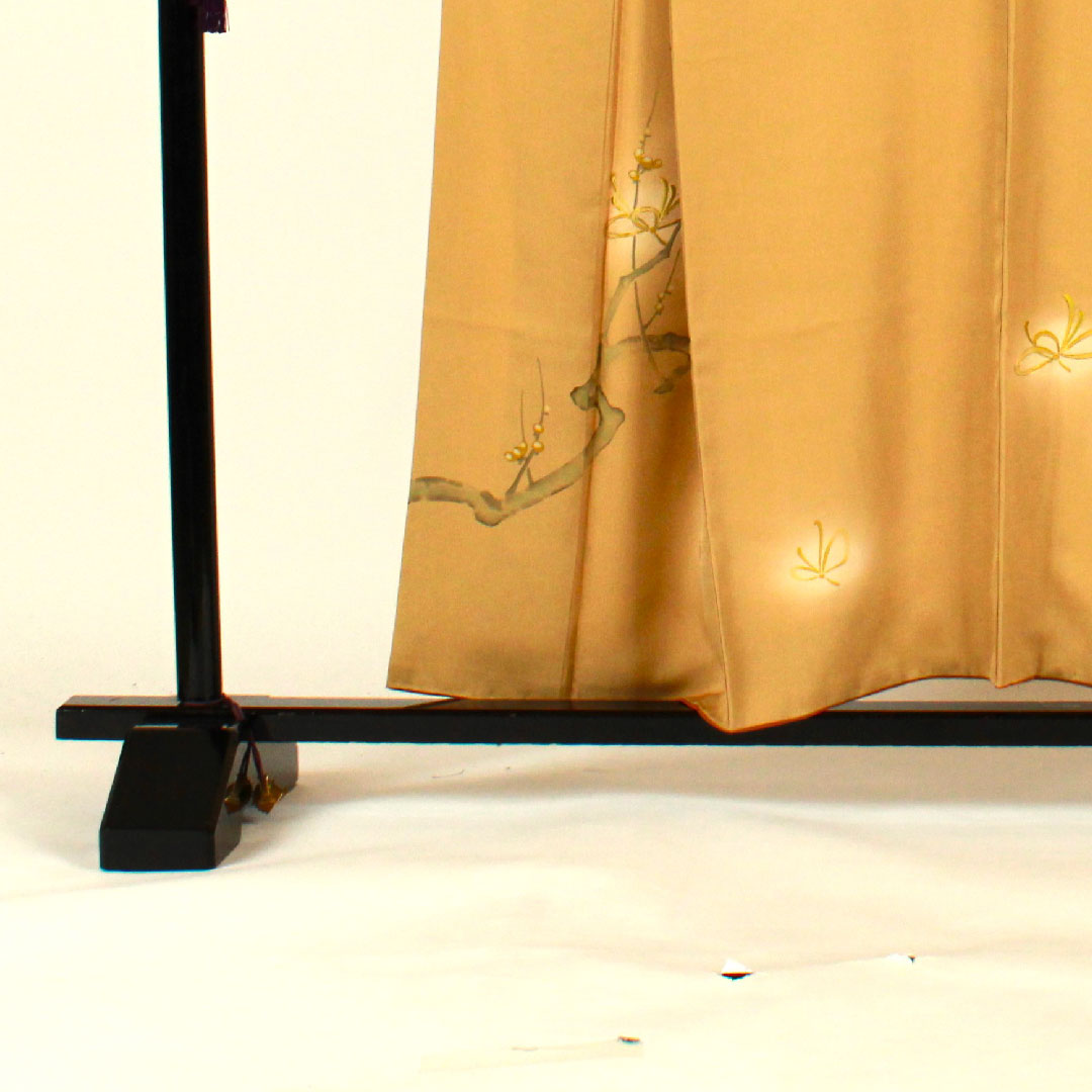 訪問着 袷 身丈157cm 裄丈66cm 刺繡 梅 正絹 Sランク 黄系 1112000822323