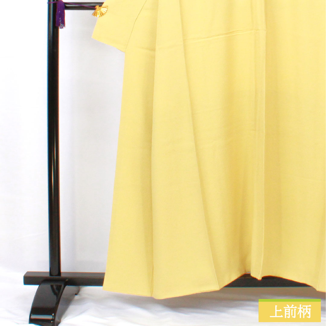 色無地 正絹 身丈156.5cm 裄丈61.5cm 淡黄色(たんこうしょく)綸子 袷 Sランク 黄系 1114002032323