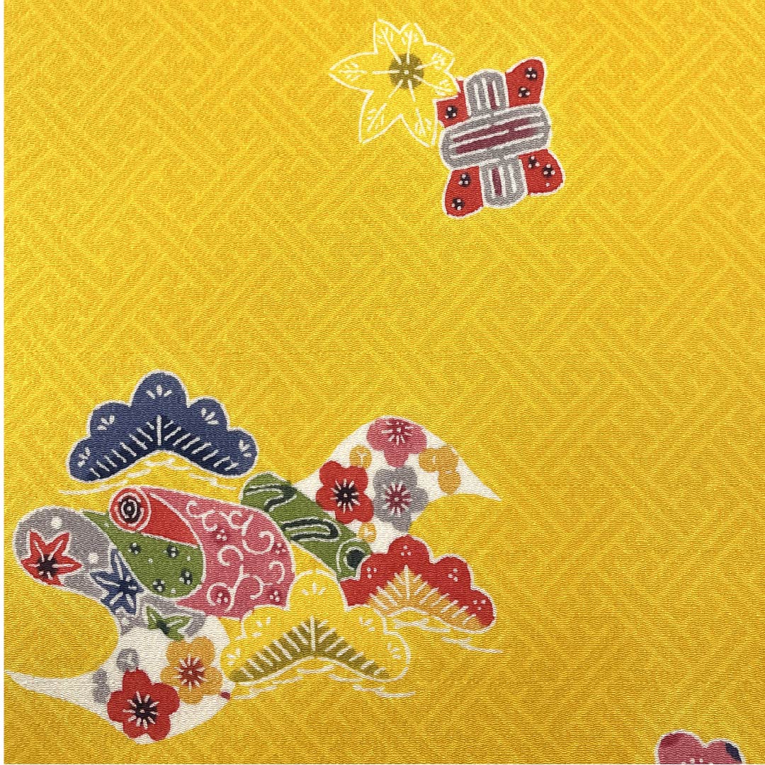 反物 小紋 正絹 濃卵色(こいたまごいろ) 浜ちりめん 栗山吉三郎 京紅型 NEWランク 黄系 1130001211923