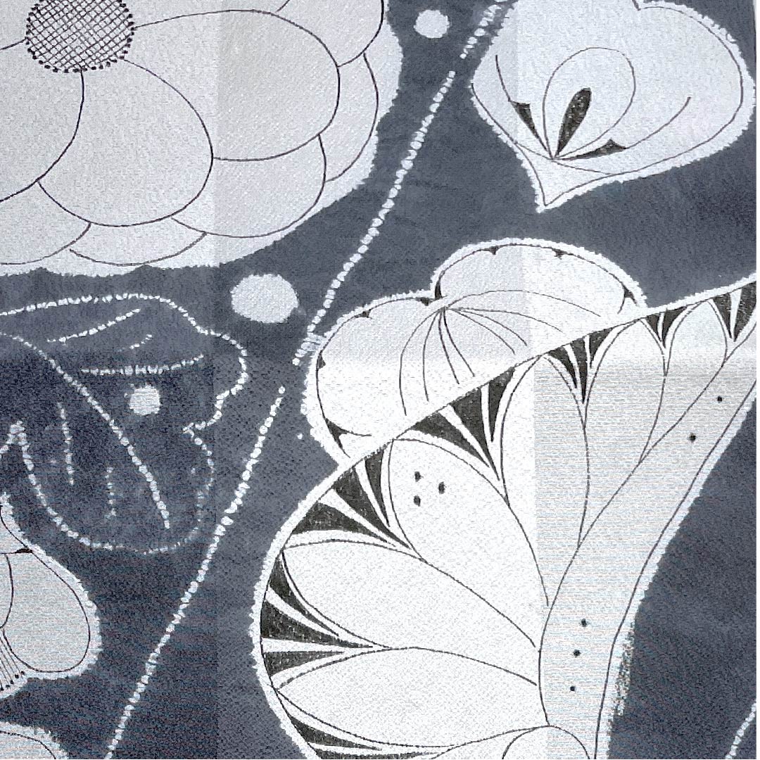 袋帯 紺鼠色(こんねずいろ) 辻ヶ花 帯丈420cm 正絹 Sランク 全通 カジュアル グレー系 1123008692322