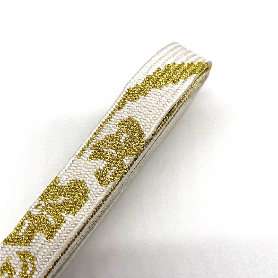 (New old stock) Obijime (sash fastener) made of pure silk, quarter-length string, white, long, with metal thread, for Tomesode, length approx. 190cm, width approx. 1.5cm, formal, S rank, white, 1135000512911