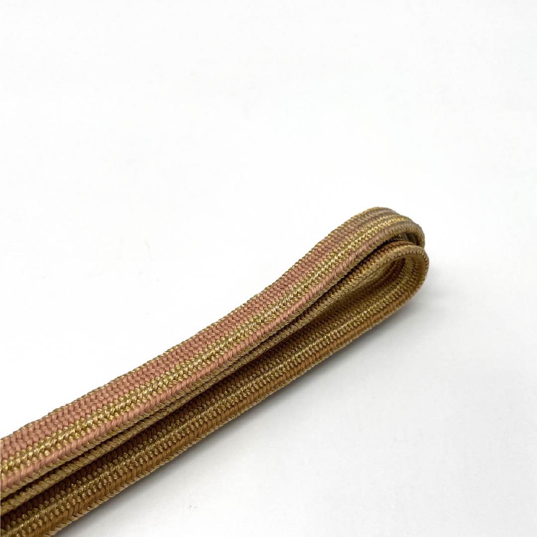 (新品)帯締め 正絹 NEWランク 橡色(つるばみいろ) 平田組紐 貝ノ口縞遊玄染 撚り房 長さ約155.5cm 幅約1.5cm セミフォーマル 茶系 1135005141314