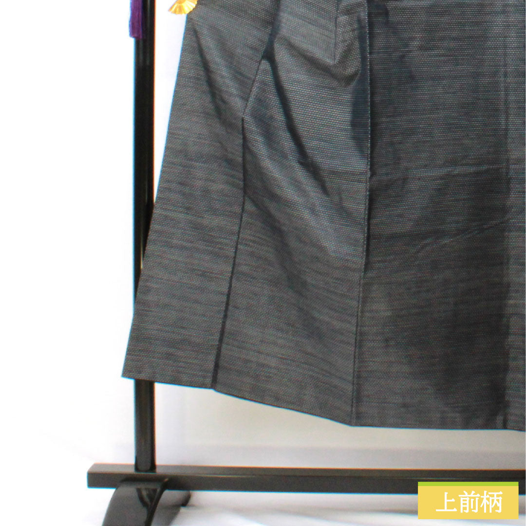 男物 正絹 Aランク 身丈147cm 裄丈68cm 大島紬 横双絣 羽織紐付き アンサンブル 袷 紺系 1119001603418