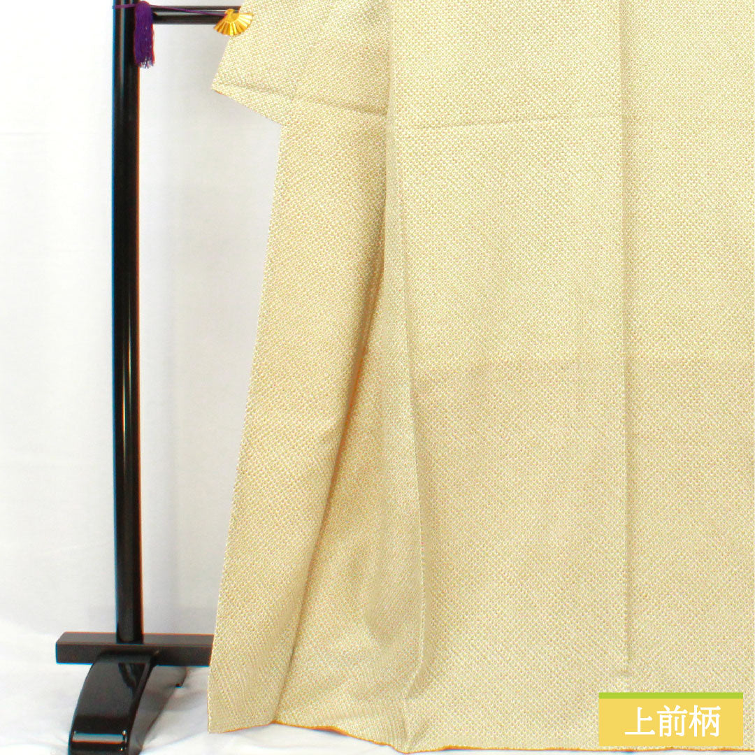 小紋 ポリエステル 身丈167cm 裄丈68cm 袷 浅藍色(あさきあいいろ) 洗える着物 染め疋田 しつけ糸付き 未使用品 Sランク 緑系 1115004792519