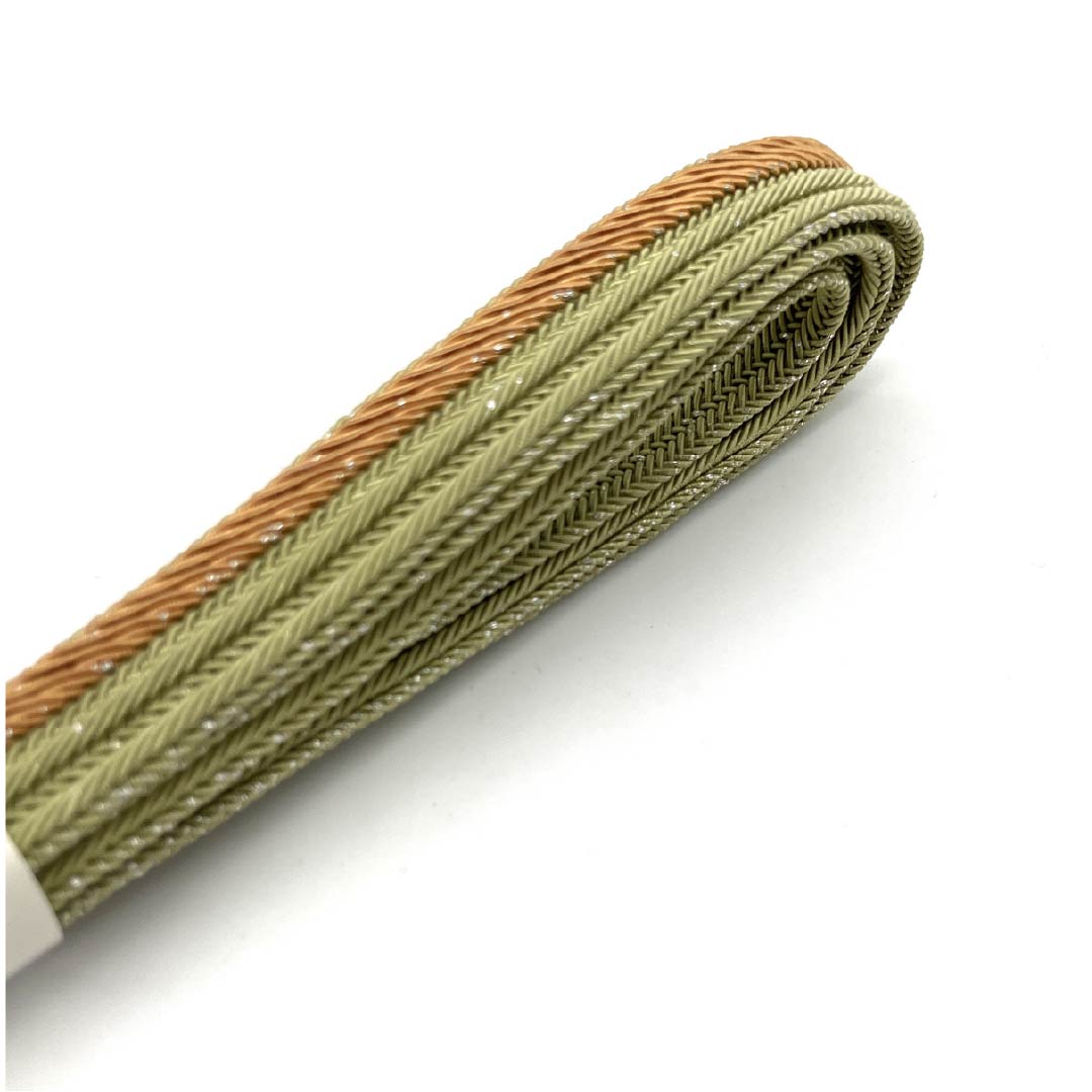 帯締め 正絹 四分紐 浅青朽葉色(うすあおくちばいろ) バイカラー 夏用 単衣用 長さ約163cm 幅約1.5cm セミフォーマル Sランク 緑系 1135003192319