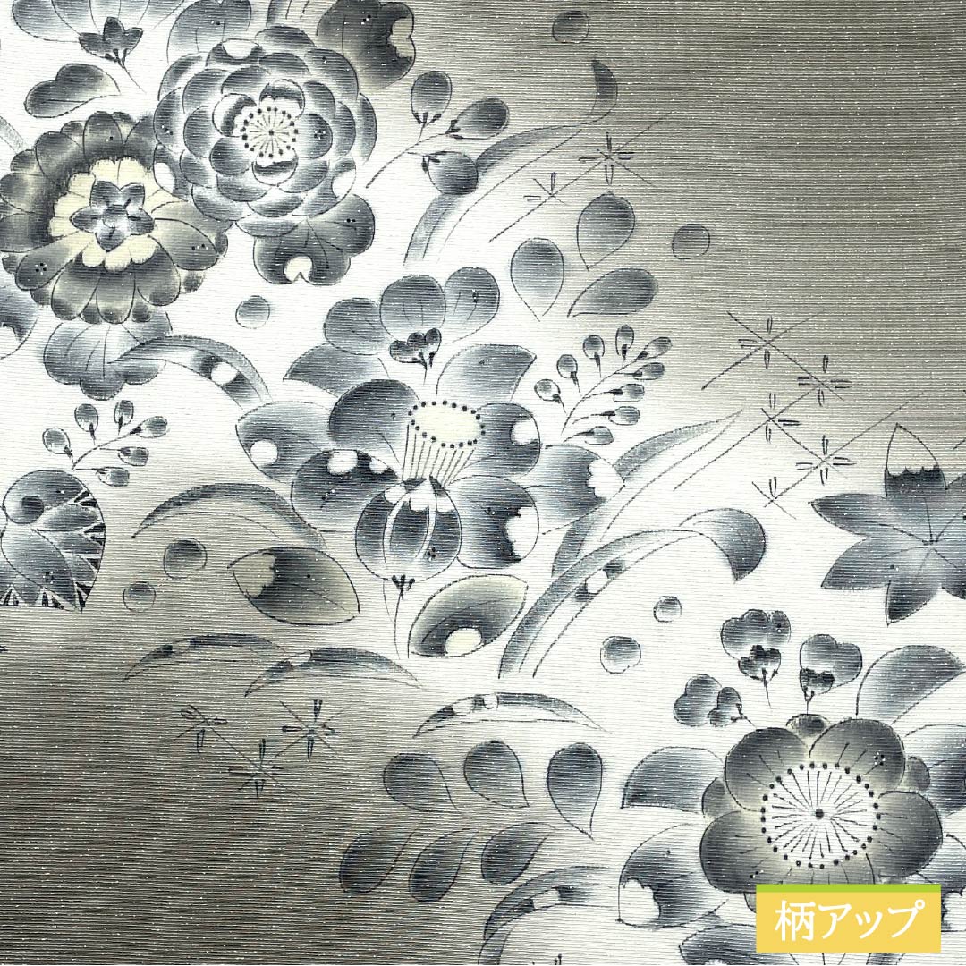 袋帯 正絹 利休鼠色(りきゅうねずみいろ) 染め帯 辻ヶ花 帯丈460cm Sランク ポイント柄 セミフォーマル グレー系 1123014972422