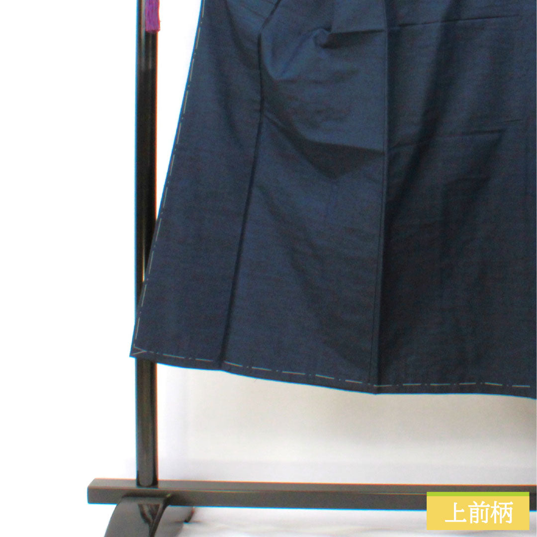 男物 正絹 Aランク 身丈141.5cm 裄丈70cm 濃紺色(のうこんいろ) 紬地 羽織紐付き アンサンブル 袷 紺系 1119001593418