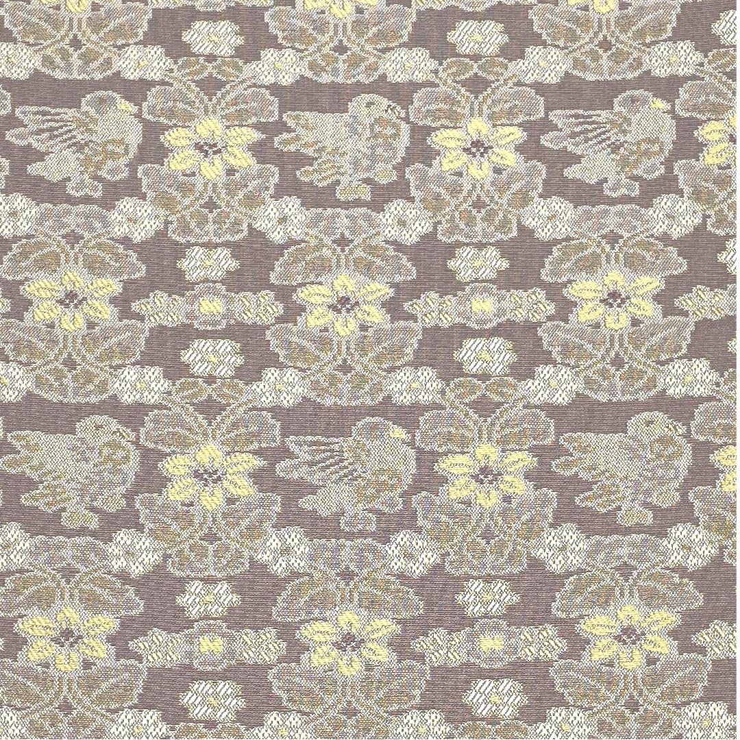 袋帯 浅滅紫色(あさきけしむらさきいろ) 鼎工房 鳥 花 長尺 帯丈470cm 正絹 Sランク 全通 セミフォーマル 紫系 1123009342420