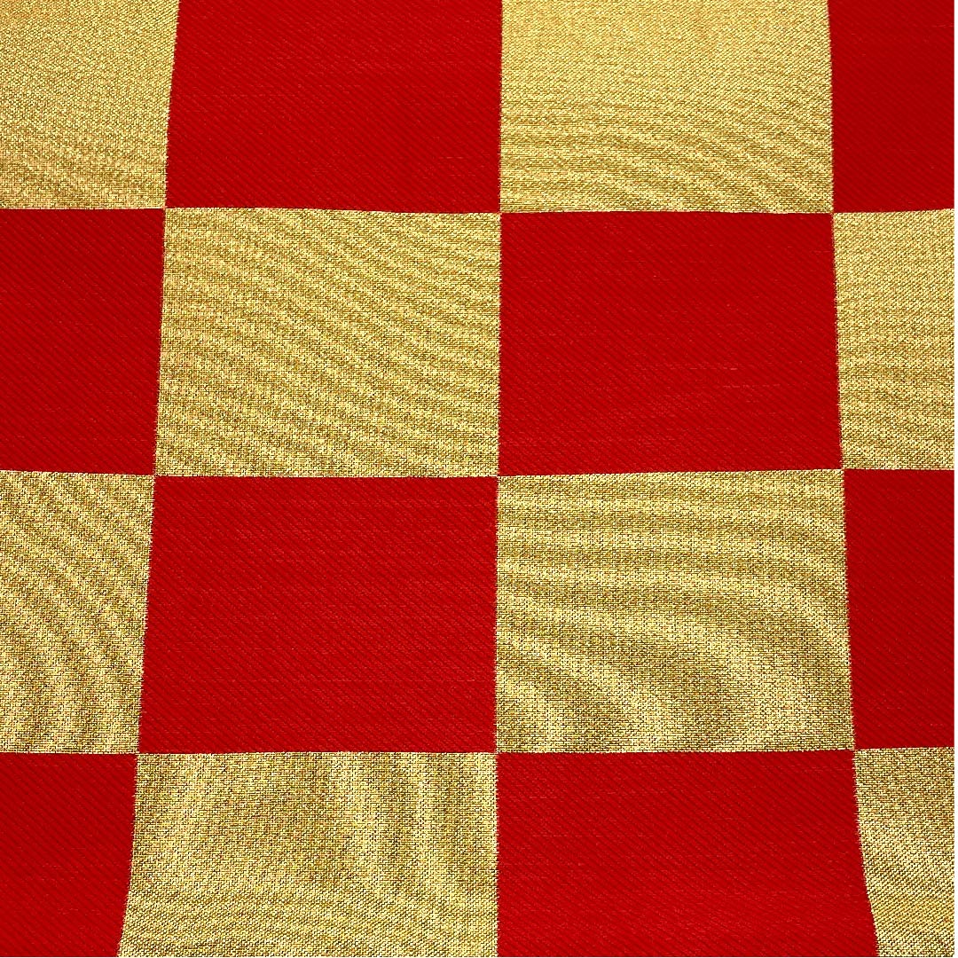 袋帯 金色 振袖用 市松 帯丈432cm 正絹 Aランク 六通 フォーマル 金系 1123006233321