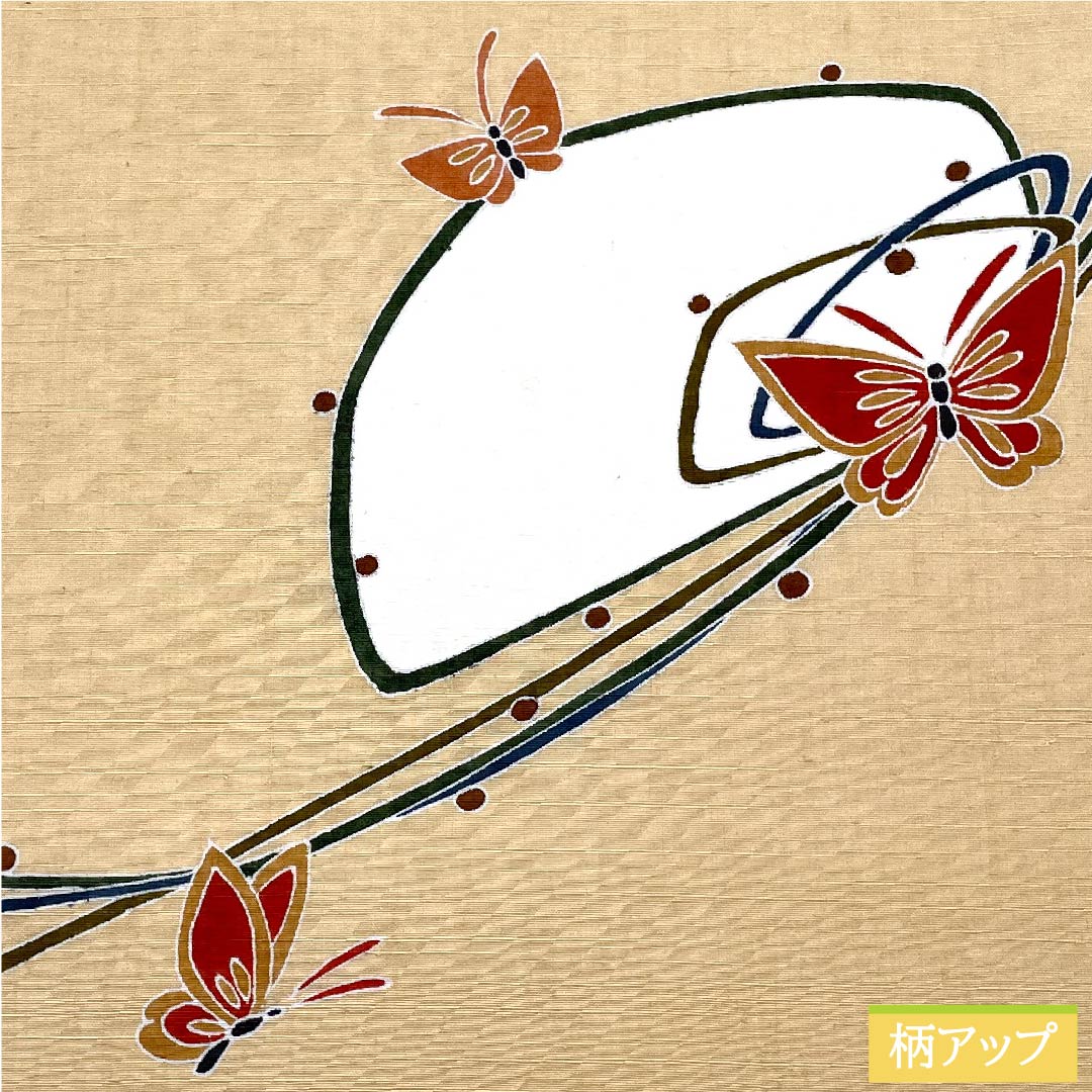 袋帯 薄柿色(うすがきいろ) 蝶 染め帯 紬地 帯丈462cm 正絹 Sランク ポイント柄 カジュアル 橙系 1123010622426