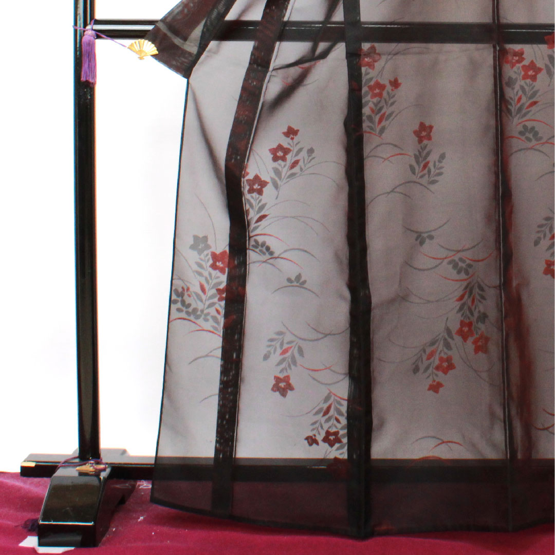 夏物 正絹 色無地 身丈167cm 裄丈63.5cm 桔梗 露草 紗 Sランク 赤系 1132001162512