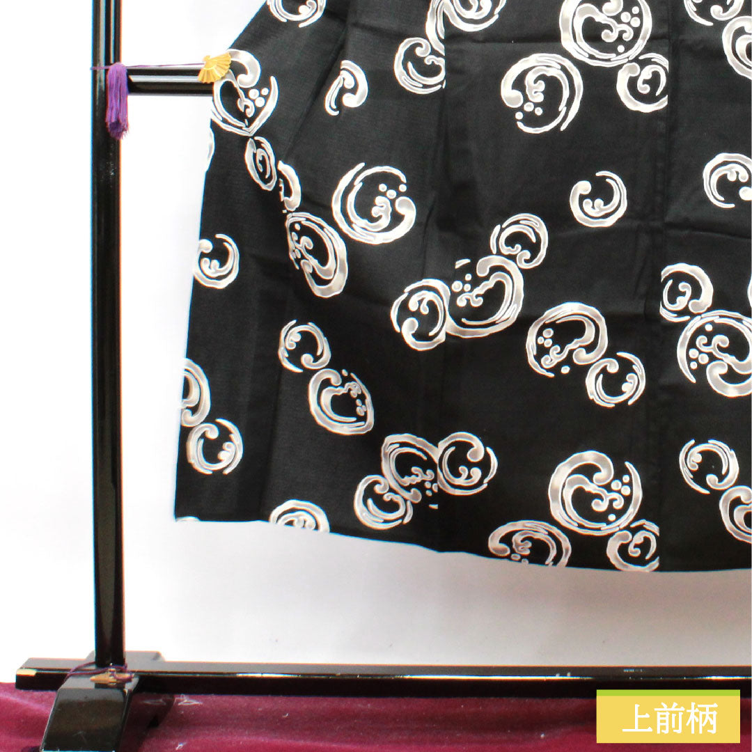 浴衣 木綿 身丈144cm 裄丈67.5cm Sランク 単衣 黒系 男物 抽象模様 リョウコキクチ 1118004952410