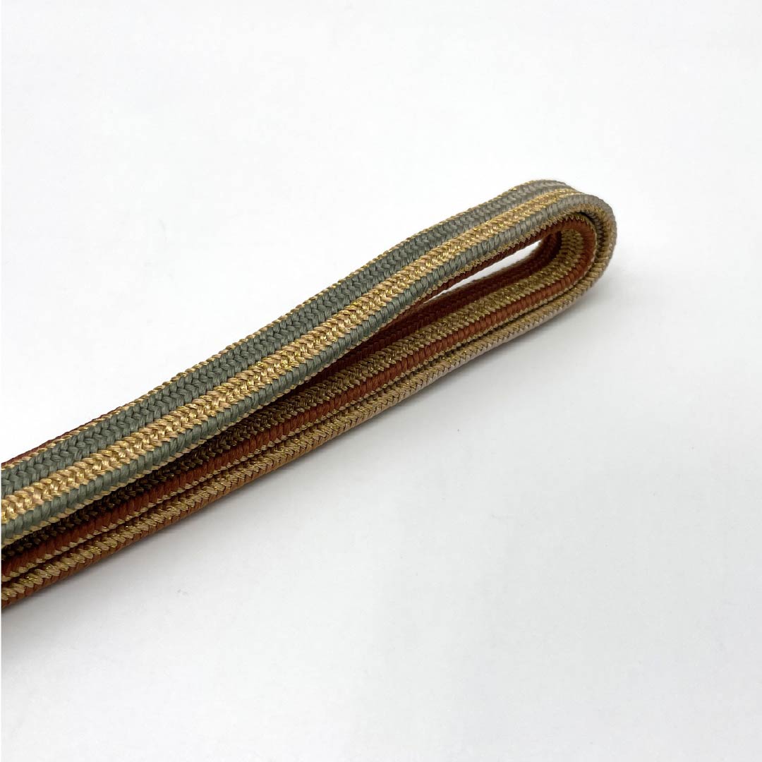 (新品)帯締め 正絹 NEWランク 樺色(かばいろ) 平田組紐 貝ノ口縞遊玄染 撚り房 長さ約156cm 幅約1.5cm セミフォーマル 茶系 1135005121314