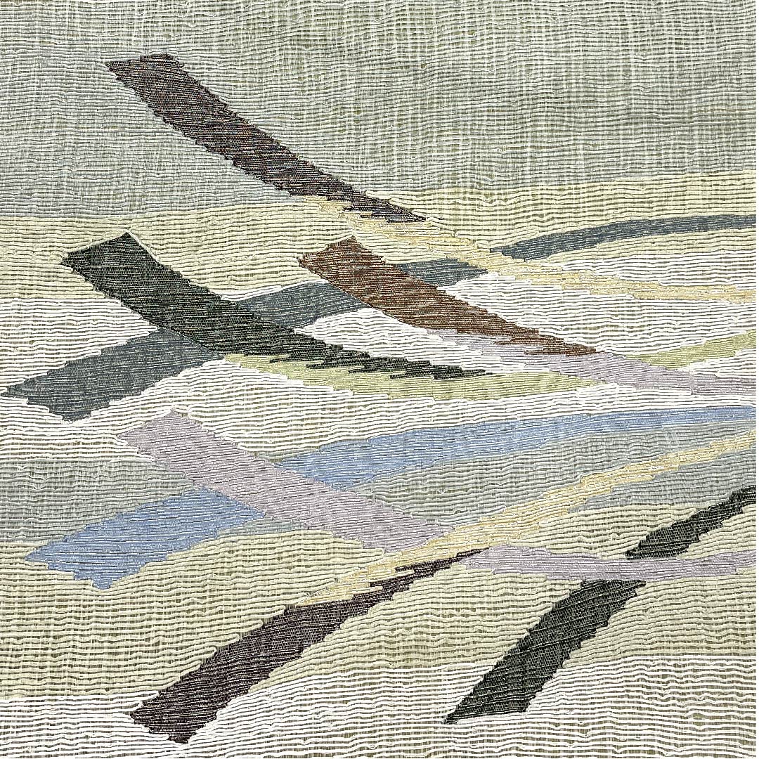 袋帯 青磁色(せいじいろ) 夏帯 横段 抽象模様 帯丈440cm 正絹 Aランク ポイント柄 カジュアル グラデーション系 1123007383399