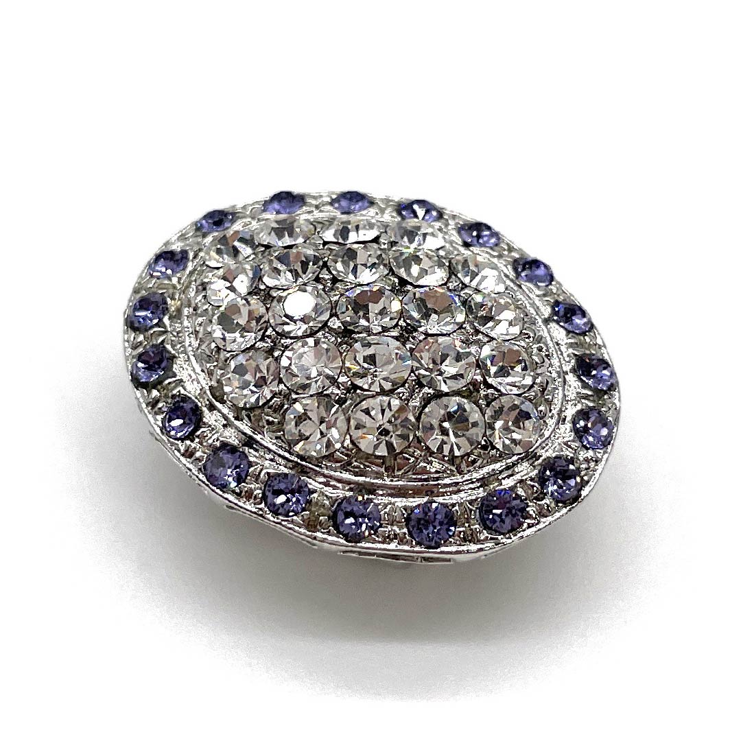 (新古品) 帯留め ガラス カジュアル スワロフスキー 楕円形 長さ約2cm 幅約2.5cm Sランク 銀系 1137000982922