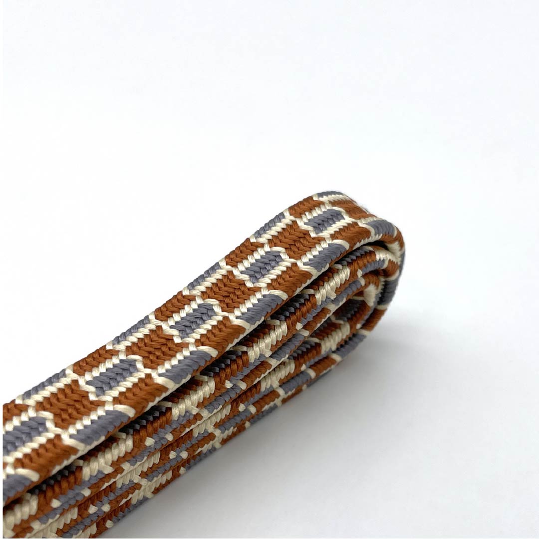 帯締め 正絹 Sランク 樺色(かばいろ) 変わり市松 古典柄 長さ約152cm 幅約1.3cm カジュアル 茶系 1135004742314