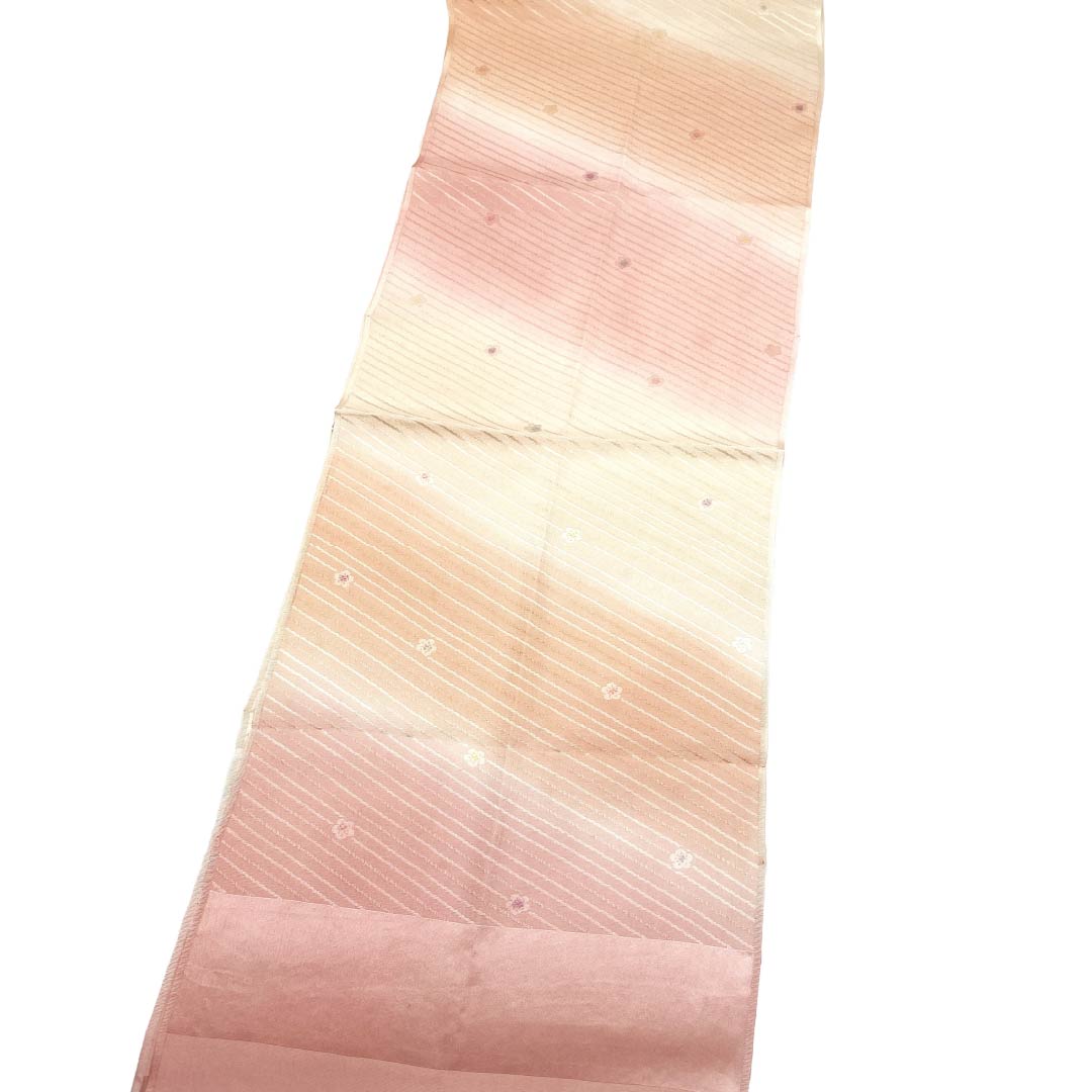 帯揚げ 正絹 Sランク セミフォーマル 浅紅色(あさべにいろ) 東雲色(しののめいろ) 桜 古典柄 長さ約188cm 幅約30cm ピンク系 1136003512913