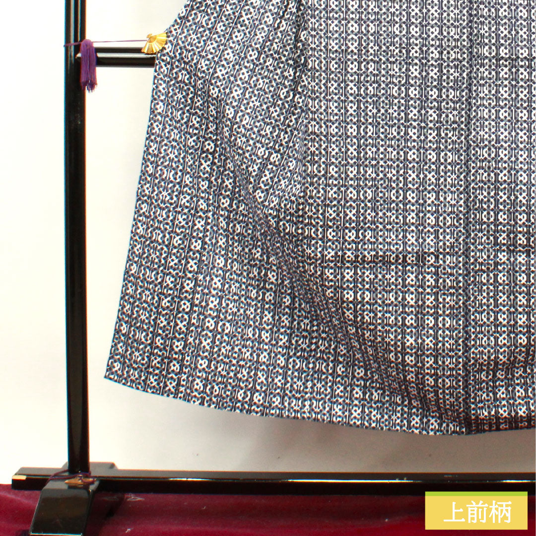 浴衣 木綿 身丈150cm 裄丈69.5cm Aランク 単衣 紺系 濃紺色(のうこんいろ) 男物 𠮷原つなぎ 1118004923518