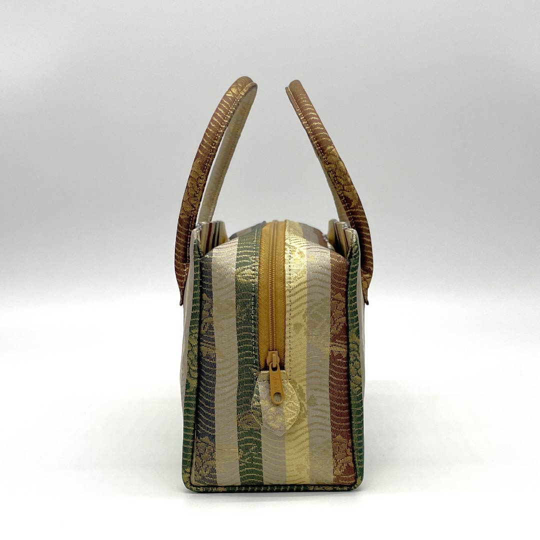 Casual Japanese style bag, silk grey, Rikyu bag, rough sea pattern, classic design, grey, S rank, 113900058222