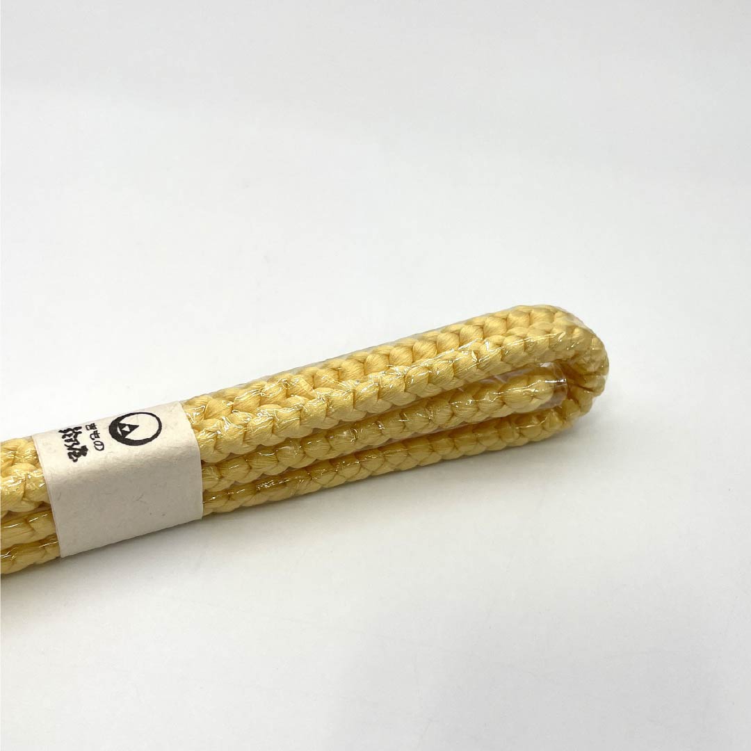 (新古品)帯締め 正絹 Sランク 卵色(たまごいろ) 丸組 手ぐみ 長さ約163cm 幅約1cm カジュアル 黄系 1135005342323