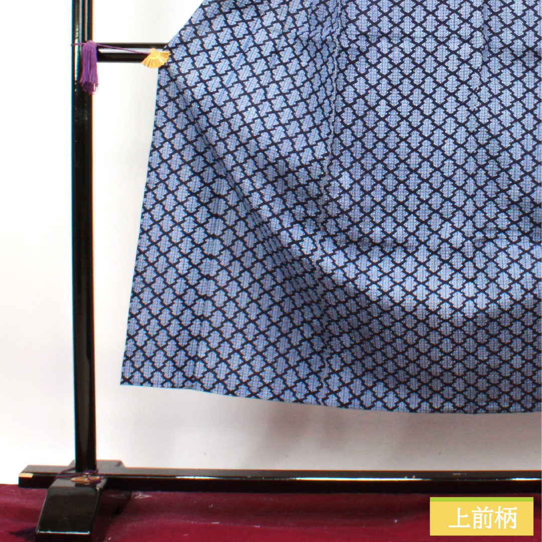 浴衣 木綿 身丈149cm 裄丈61cm Sランク 単衣 紺系 濃紺色(のうこんいろ) リップル 幾何学模様 1118004502118