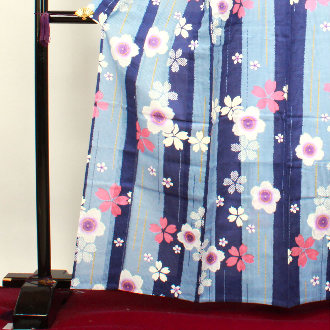 浴衣 しつけ糸付き 未使用品 桜 木綿 Sランク 単衣 身丈164cm 裄丈66cm グラデーション系 1118002892499
