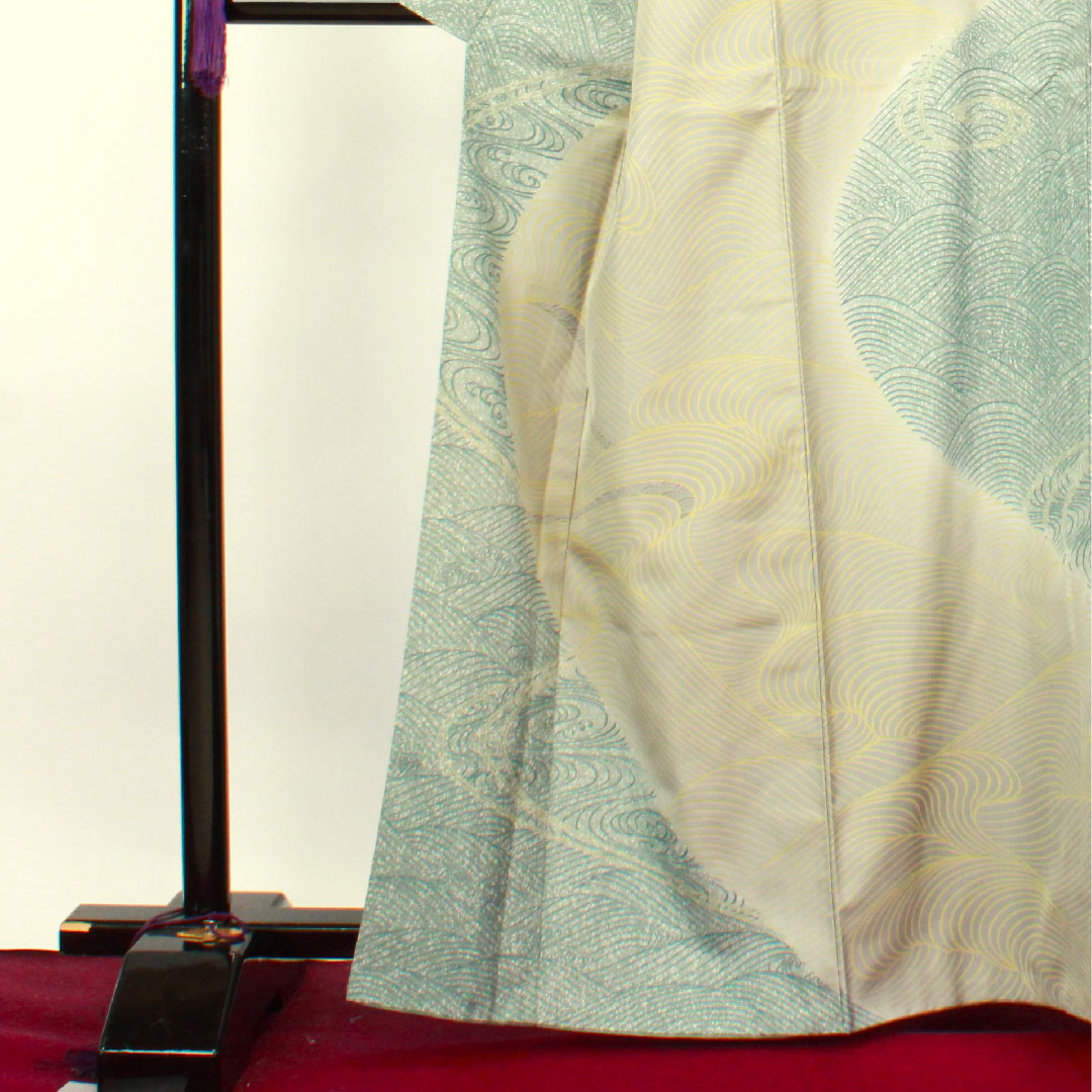 Homongi, lined, length 164cm, sleeve length 66cm, pongee fabric, wave pattern, pure silk, A rank, gradation style, 1112002743499